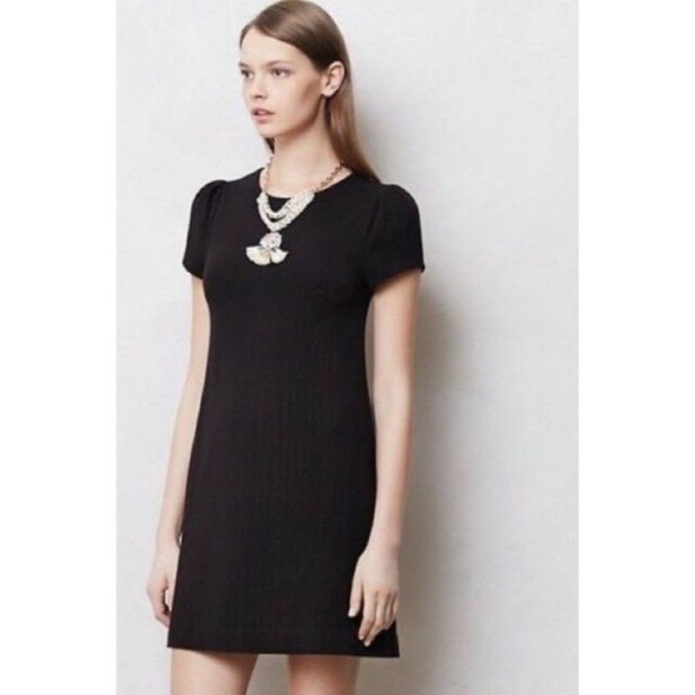 Maeve Anthropologie Shift Dress Women's Large Black Diamond Knit